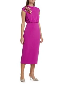 Badgley Mischka Mock Turtleneck Applique Midi-Dress 9 Badgley Mischka Mock Turtleneck Applique Midi-Dress -KidKraft Shop 0400017577444 FUCHSIA A1