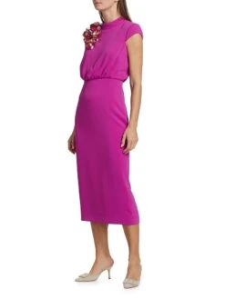 Badgley Mischka Mock Turtleneck Applique Midi-Dress 10 Badgley Mischka Mock Turtleneck Applique Midi-Dress -KidKraft Shop 0400017577444 FUCHSIA A2