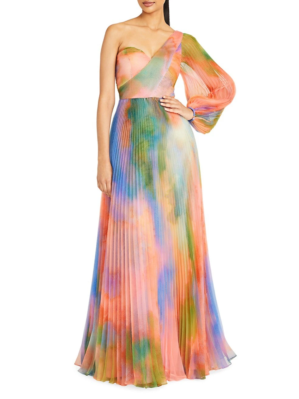 Elle One-Shoulder Pleated Gown 2 Elle One-Shoulder Pleated Gown - Image 2