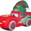 Gemmy Christmas Airblown Inflatable McQueen W/Stocking Cap S LG Disney, 3.5 Ft Tall, Red