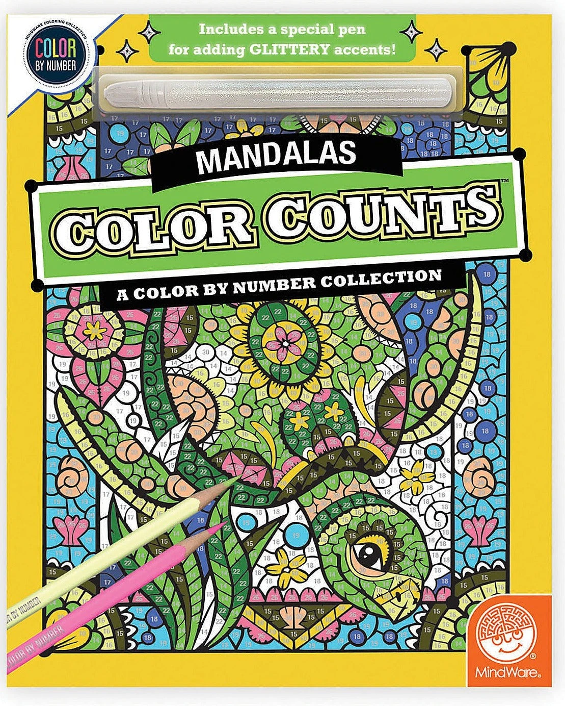 MindWare Color By Number Color Counts: Mandala With Glitter Pen 1 MindWare Color By Number Color Counts: Mandala With Glitter Pen