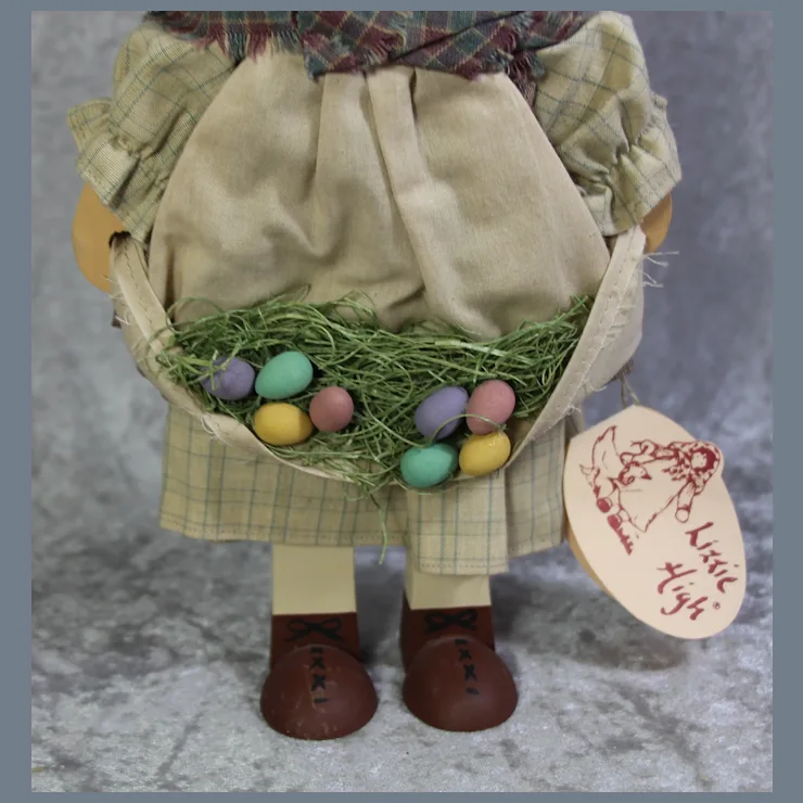 Vintage Lizzie High Folk Art Wood Doll Eveline High Easter Egg Hunt Girl! 2 Vintage Lizzie High Folk Art Wood Doll Eveline High Easter Egg Hunt Girl! - Image 2