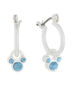 Disney Earrings - Mickey Icon Hoops - Birthstone - Select Color