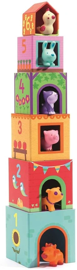 Topanifarm Nest & Stack Blocks Set By Djeco -KidKraft Shop topanifarm nest stack blocks set by djeco 2